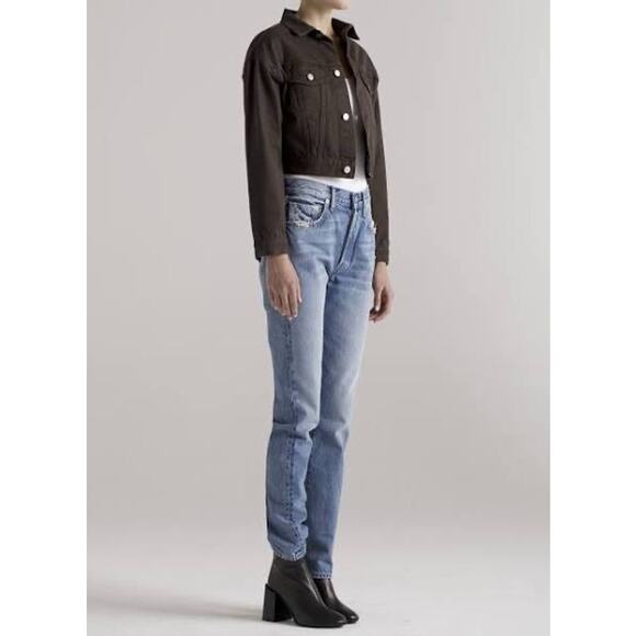 NWT- EDWIN Anthropologie SIA Denim Jacket Java XS Scarlet 80s Cropped Sz:XS $218 - Picture 3 of 8